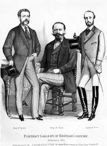 Porträtgalerie der britischen Kostüme, die Könige von Spanien und Italien und General Prim darstellend, veröffentlicht mit dem Tailor and Cutter, 1871