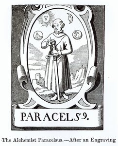 Porträt von Paracelsus (Philippus Aureolus Theophrastus) (1493-1541), Illustration aus Wissenschaft und Literatur im Mittelalter und in der Renaissance, geschrieben und graviert von Paul Lacroix, 1878 von English School