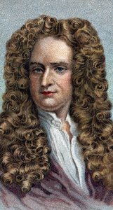 Porträt von Sir Isaac Newton (1642-1727), englischer Physiker und Mathematiker - Aus der Serie „Leaders of Men“ - Chromolithographie - Englische Schule, 20. Jahrhundert -