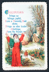 Prediger vor der Kirche, Weihnachtskarte von English School