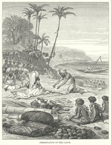 Präsentation des Kanus (Gravur) von English School