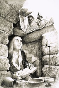 Priesterlöcher, die während der Herrschaft der protestantischen Königin Elisabeth I. geschaffen wurden von English School
