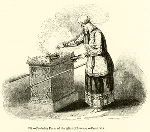 Wahrscheinliche Form des Räucheraltars, Exodus xxx (Stich)