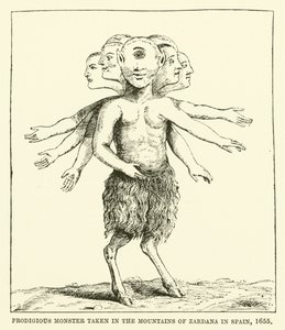 Wunderbares Monster in den Bergen von Zardana in Spanien gefangen, 1655