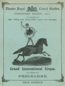 Programm für das Theatre Royal, Covent Garden, London, Weihnachtssaison 1884-85