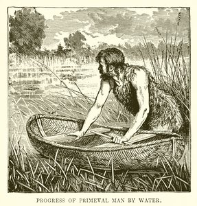 Fortschritt des Urmenschen auf dem Wasser von English School