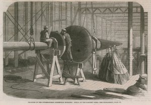 Fortschritt am Internationalen Ausstellungsgebäude; Spitze der östlichen Kuppel von English School