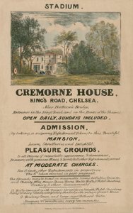 Werbeflyer für das Stadion, Cremorne House, Kings Road, Chelsea, London