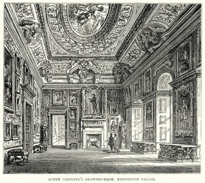 Queen Carolines Salon, Kensington Palace (Gravur) von English School