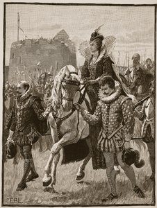 Königin Elisabeth in Tilbury, Illustration aus Cassells Illustrierter Geschichte Englands von English School