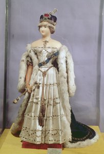 Königin Victoria (1819-1901) Puppe in ihren Krönungsroben, ca. 1840 von English School