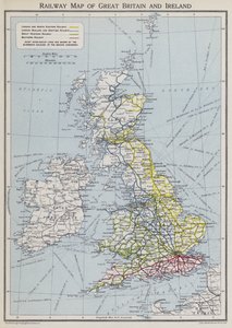 Eisenbahnkarte von Großbritannien und Irland (Farblithografie) von English School