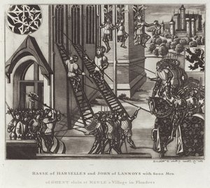 Rasse von Harselles und John von Lannoys mit 6000 Männern aus Gent bei Meule, einem Dorf in Flandern, getötet von English School