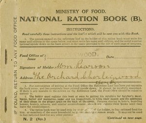 Rationsbuch für William Pearson, Chorleywood, Hertfordshire, 1919 von English School
