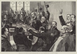 Wiederwahl von Mr. Parnell zum Führer der irischen Partei, 25. November 1890, im Ausschusszimmer Nr. 15, House of Commons von English School