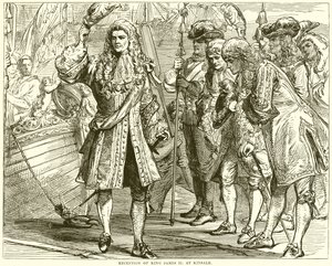 Empfang von König James II in Kinsale von English School