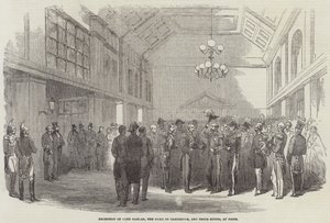 Empfang von Lord Raglan, dem Herzog von Cambridge und ihren Gefolgen in Paris (Gravur) von English School