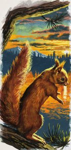 Rotes Eichhörnchen am See von English School