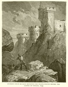 Richard Löwenherz erhält seine Todeswunde vor der Burg Chaluz, 1199 von English School