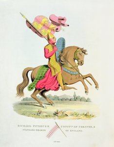 Richard Fitzhugh, Konstabler von Chester und Standartenträger von England, 1141, aus Ancient Armour von Samuel Rush Meyrick, 1824
