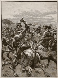 Richard III in der Schlacht von Bosworth, Illustration aus Cassells Illustrierter Geschichte Englands von English School