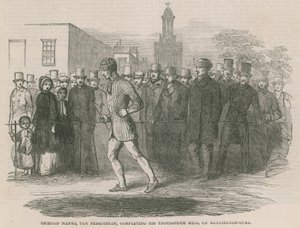 Richard Manks, der Fußgänger, beendet seine tausendste Meile auf dem Kennington Oval von English School