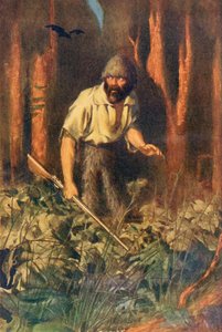 Robinson Crusoe allein auf der Insel, Illustration aus 