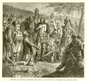 Rudolf von Habsburg erhält die Nachricht von seiner Wahl zum Herrscher von Deutschland (1273) von English School