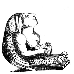 Römische oder spät-römische Bronzestatuette einer nackten Frau mit Vogelflügeln, die einen geöffneten Granatapfel hält
