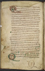 Königlich 13. A.XI, f.79v Menschliche Gesichter in Initialen, De temporum ratione, Beda der Ehrwürdige von English School