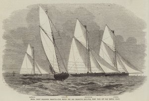 Regatta des Royal Yacht Squadron, das Rennen um den Pokal Ihrer Majestät, der erste Schlag vor Old Castle Point von English School