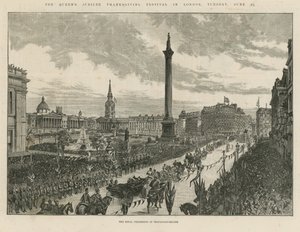Königliche Prozession am Trafalgar Square von English School