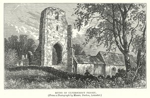 Ruinen der Ulverscroft Priory (Gravur) von English School