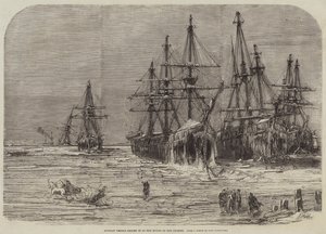 Russische Schiffe eingefroren an der Mündung des Dnepr (Gravur) von English School