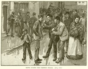 Szene während des Streiks in Preston von English School