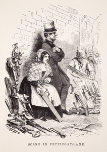 Szene in Petticoat-Lane, Illustration aus London Labour and London Poor von Henry Mayhew, veröffentlicht 1862 von English School