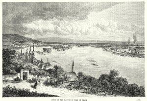 Szene an der Donau in Friedenszeiten von English School