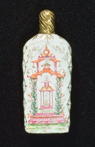 Duftflasche verziert mit einer Pagode von English School