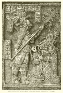Skulpturen der Azteken.--Sturz in Lorillard (Gravur) von English School