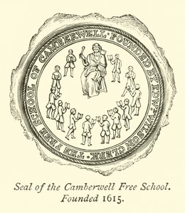 Siegel der Camberwell Free School, gegründet 1615 von English School