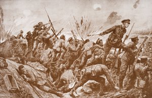 Second-Lieutenant G.H. Woolley in der Verteidigung von Hill 60 mit seinen Männern