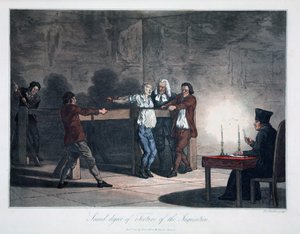 Zweite Stufe der Folter der Inquisition, graviert von L.C. Stadler, veröffentlicht von Cadell & Davies, London, ca. 1813 von English School