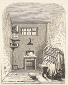 Separate Zelle im alten Teil des Gefängnisses von Brixton, Illustration aus The Criminal Prisons of London and Scenes from Prison Life von Henry Mayhew und John Binny, veröffentlicht 1862
