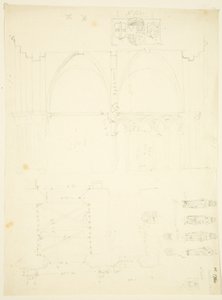 Serie von Skizzen des Abteitors und der Kathedrale von Bristol von English School
