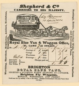 Shepherd & Co Rechnung. Brighton nach London
