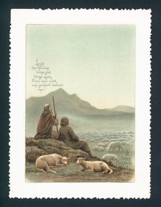 Hirte und Schafe, Weihnachtskarte