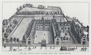 Sidney Sussex College, um 1688, nach Loggan (Gravur) von English School