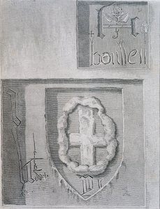 Unterschrift von Anne Boleyn während ihrer Inhaftierung im Tower of London und das Kreuz eines anderen Gefangenen von English School