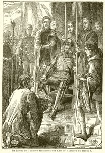 Sir Lionel Bra Uemont überreicht die Schlüssel von Harfleur an Heinrich V. von English School