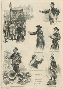 Skizzen bei der großen Arbeiterdemonstration im Hyde Park, Sonntag, 3. Mai 1891 von English School